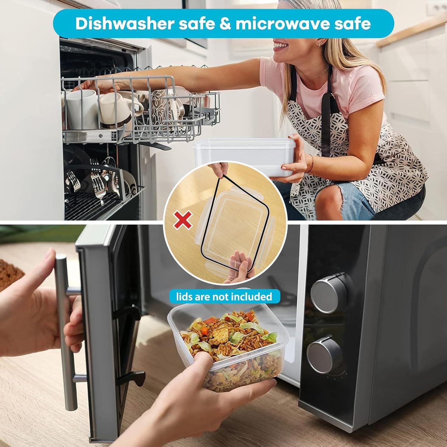 Generic cocina con recipientes organizados mostrando ahorro de tiempo diario