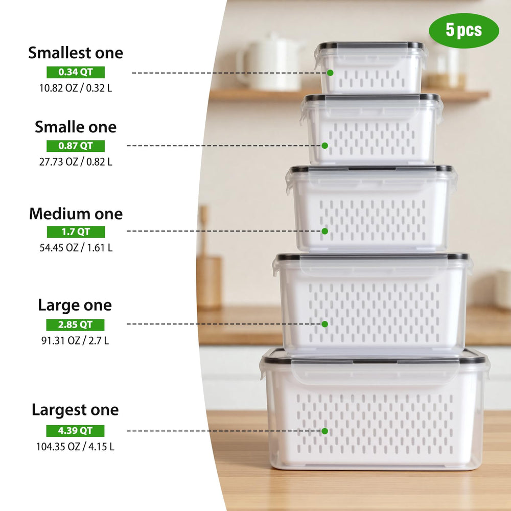 Generic detalle del colador interno que facilita escurrir agua y conservar frescura