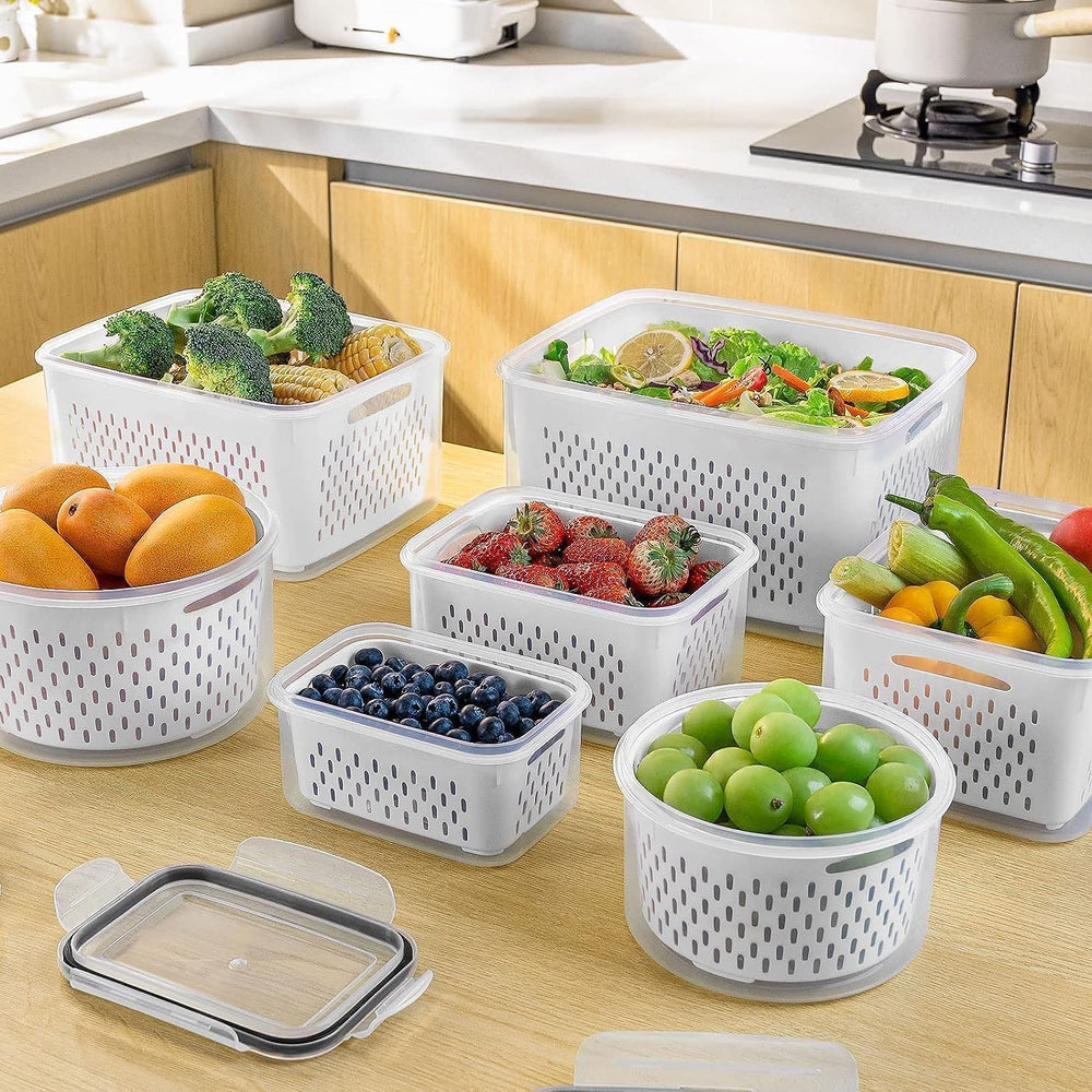 Generic recipiente en uso con ensalada lista para servir, ahorra tiempo en la cocina