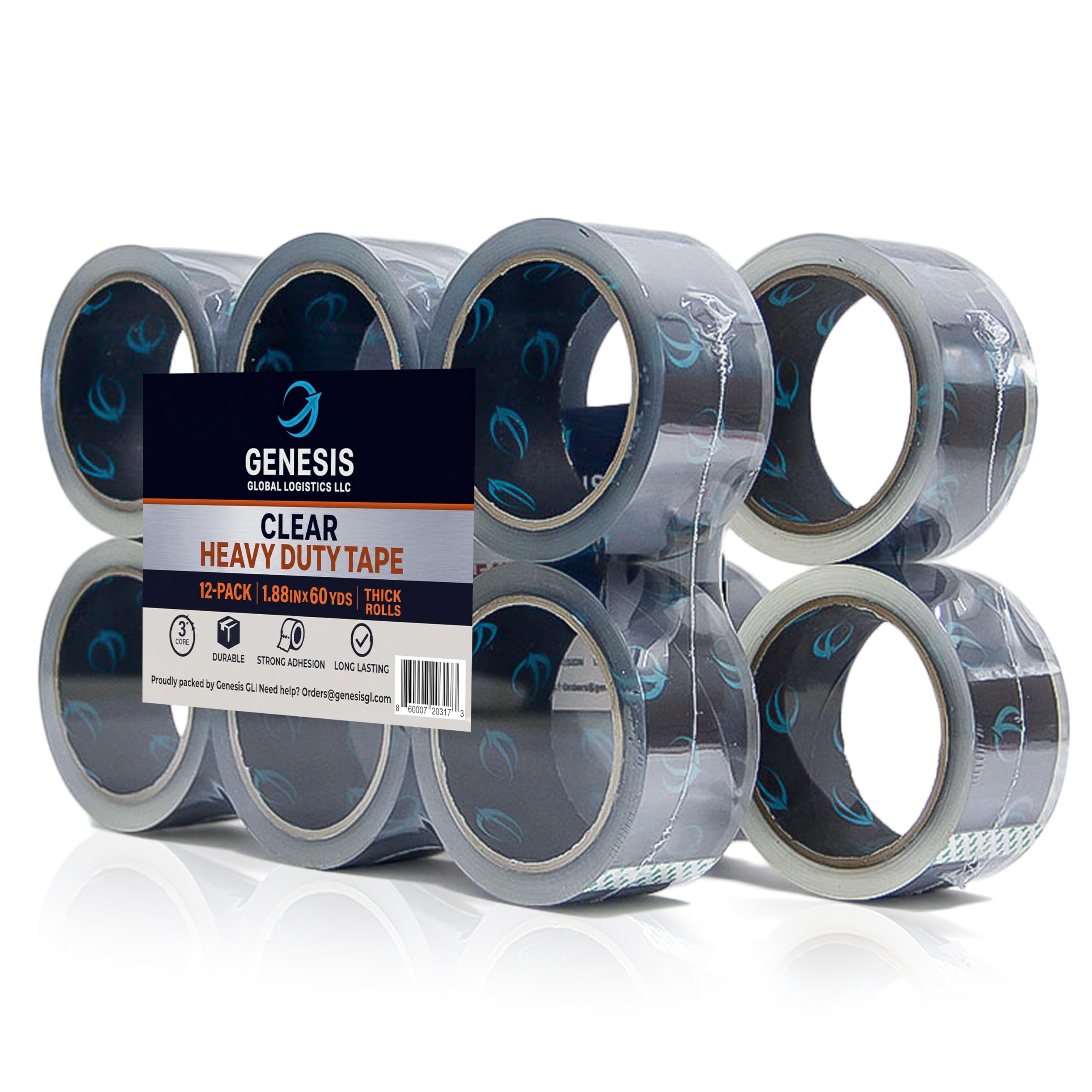 Genesis Global Logistics paquete frontal mostrando 12 rollos, ideal para suministro continuo