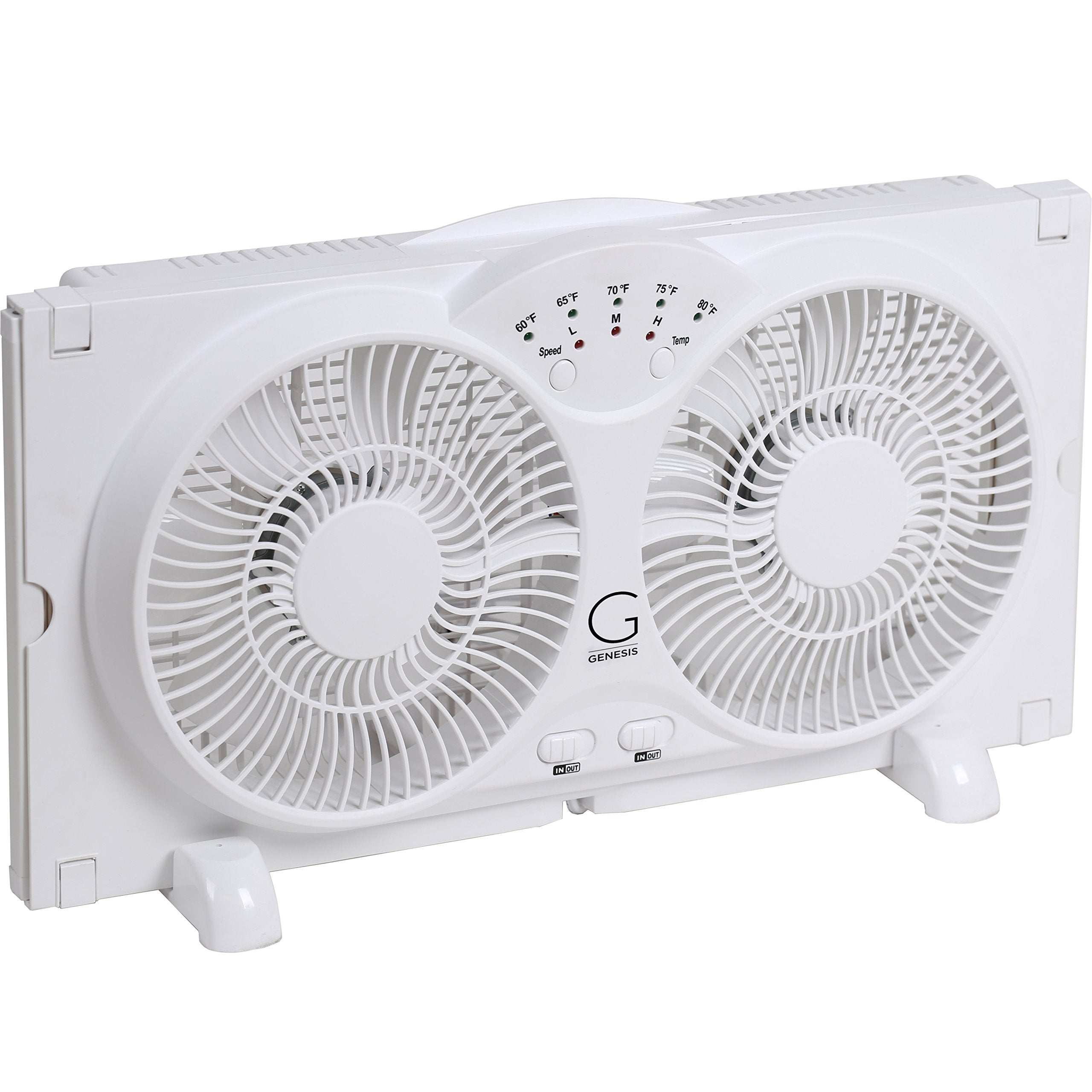 Genesis ventilador vista frontal mostrando diseño compacto y flujo potente