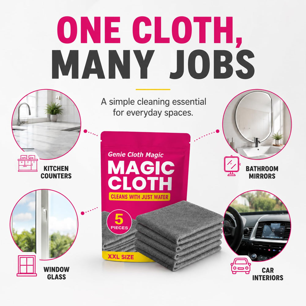 Genie Cloth Magic comparación con mano muestra tamaño práctico