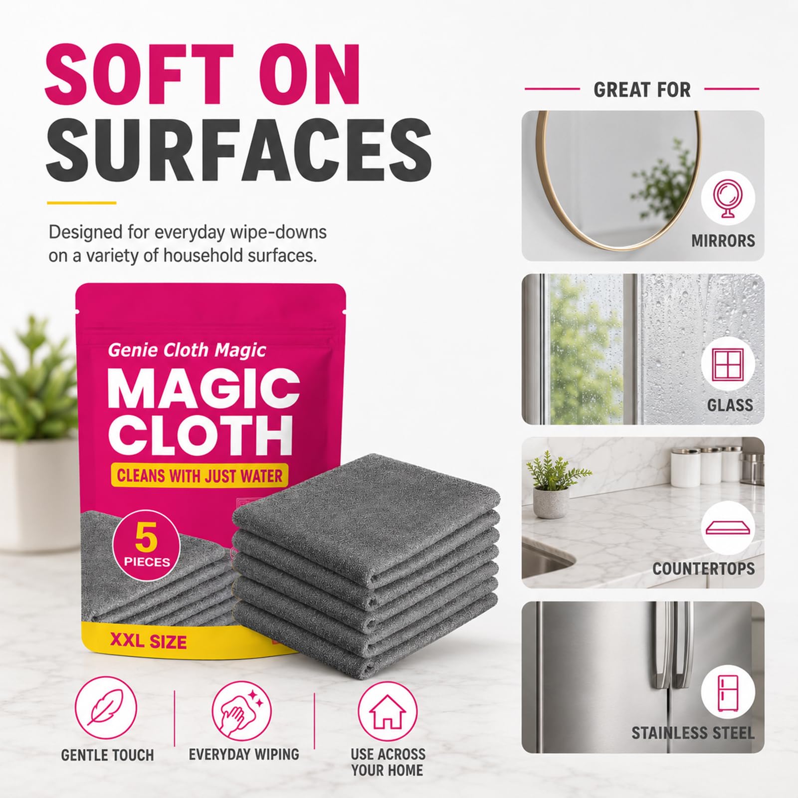 Genie Cloth Magic detalle del borde resistente para uso duradero
