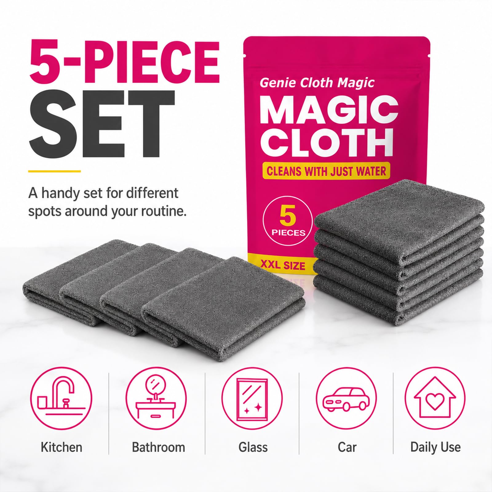 Genie Cloth Magic limpiando tablero de coche para interior impecable