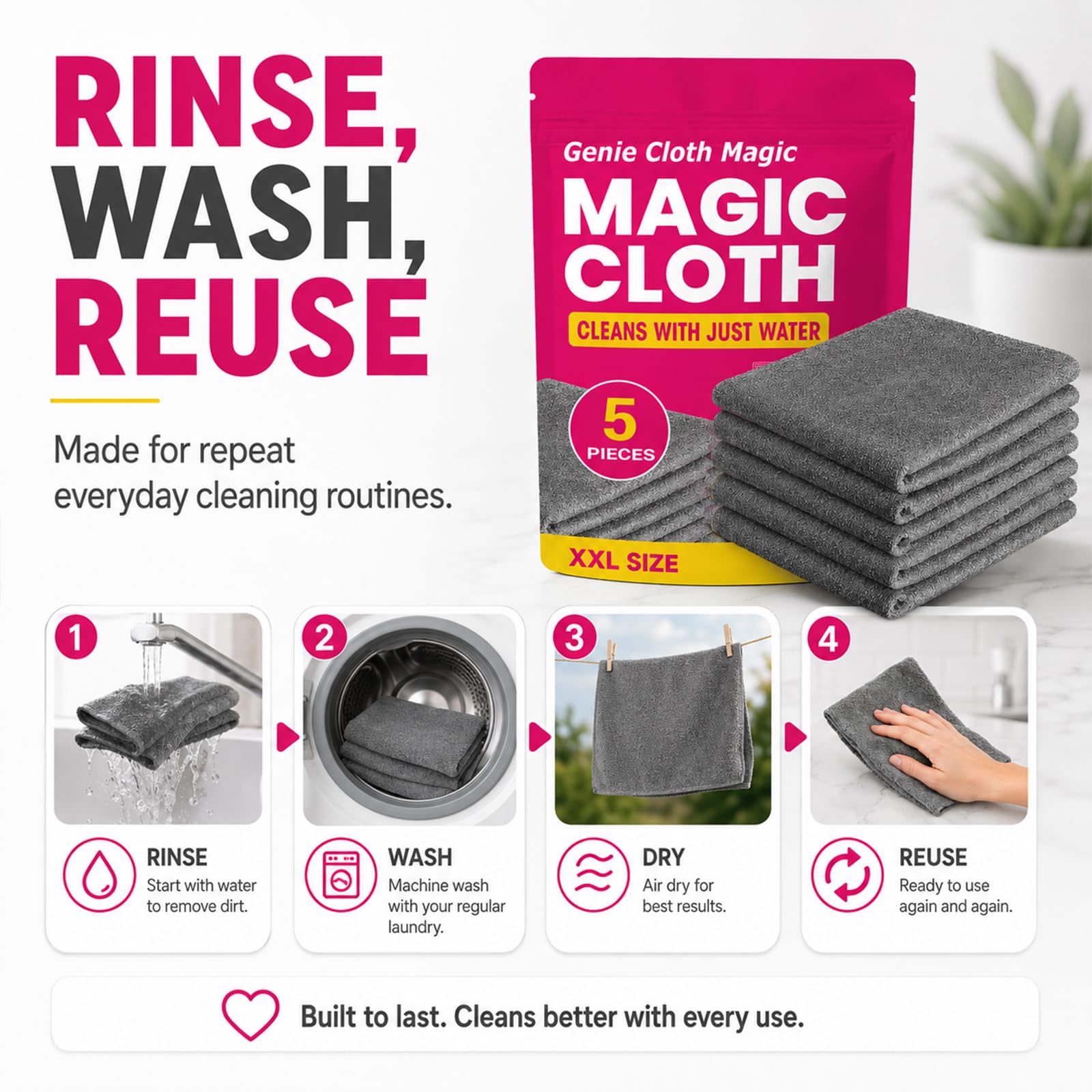 Genie Cloth Magic eliminando huellas en acero inoxidable sin rayar