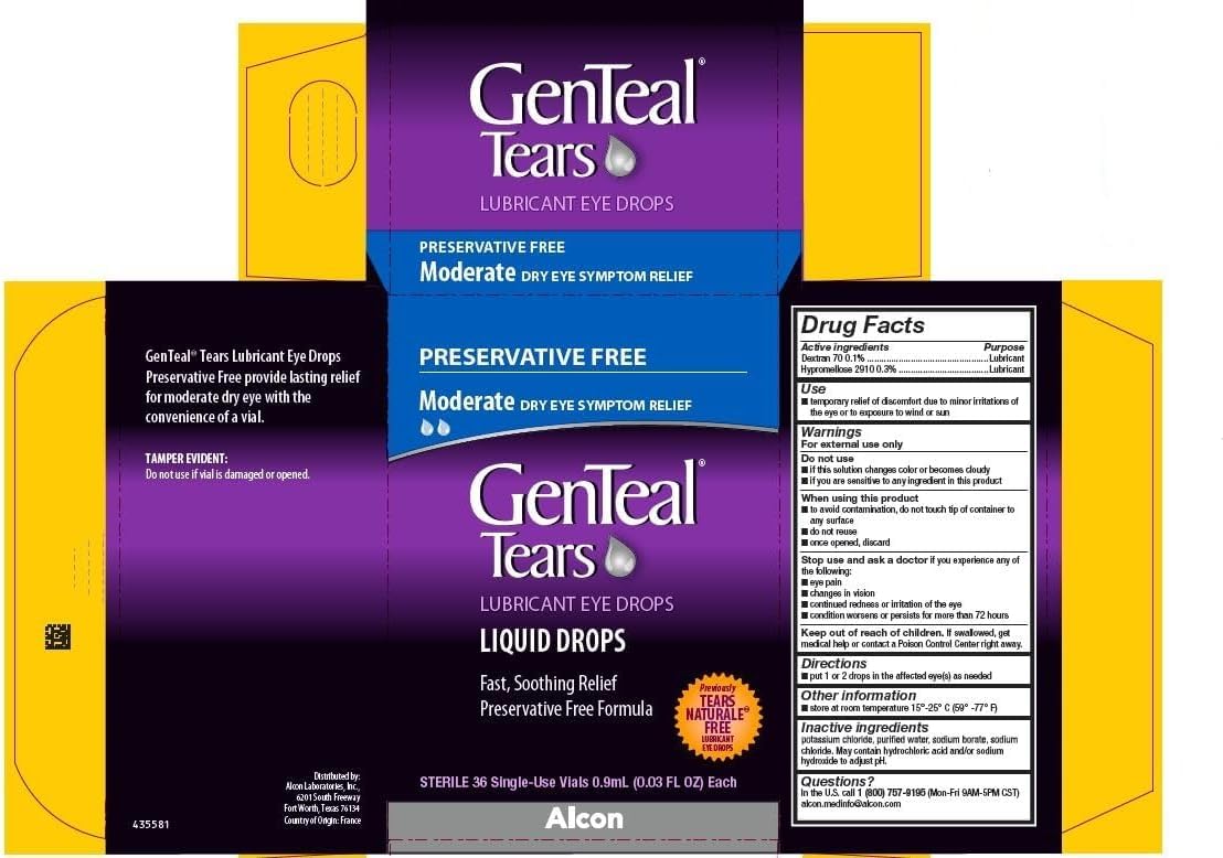 Genteal etiqueta e información de ingredientes sin conservantes