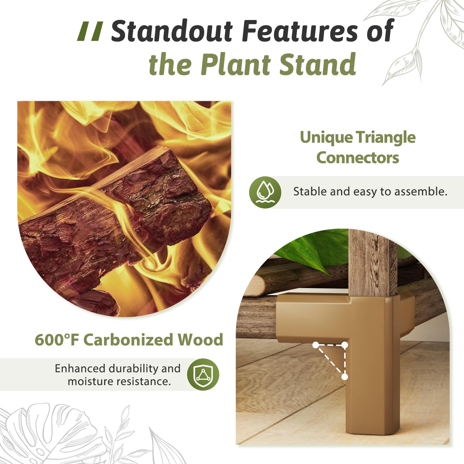 GENTINGBRO plant stand staged in living room showcasing styling and indoor placement benefit
