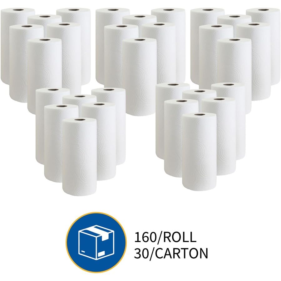 Genuine Joe rollo junto a portarrollos para referencia de tamaño