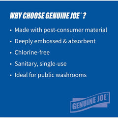 Genuine Joe comparación de tamaño con mano para evaluar dimensiones