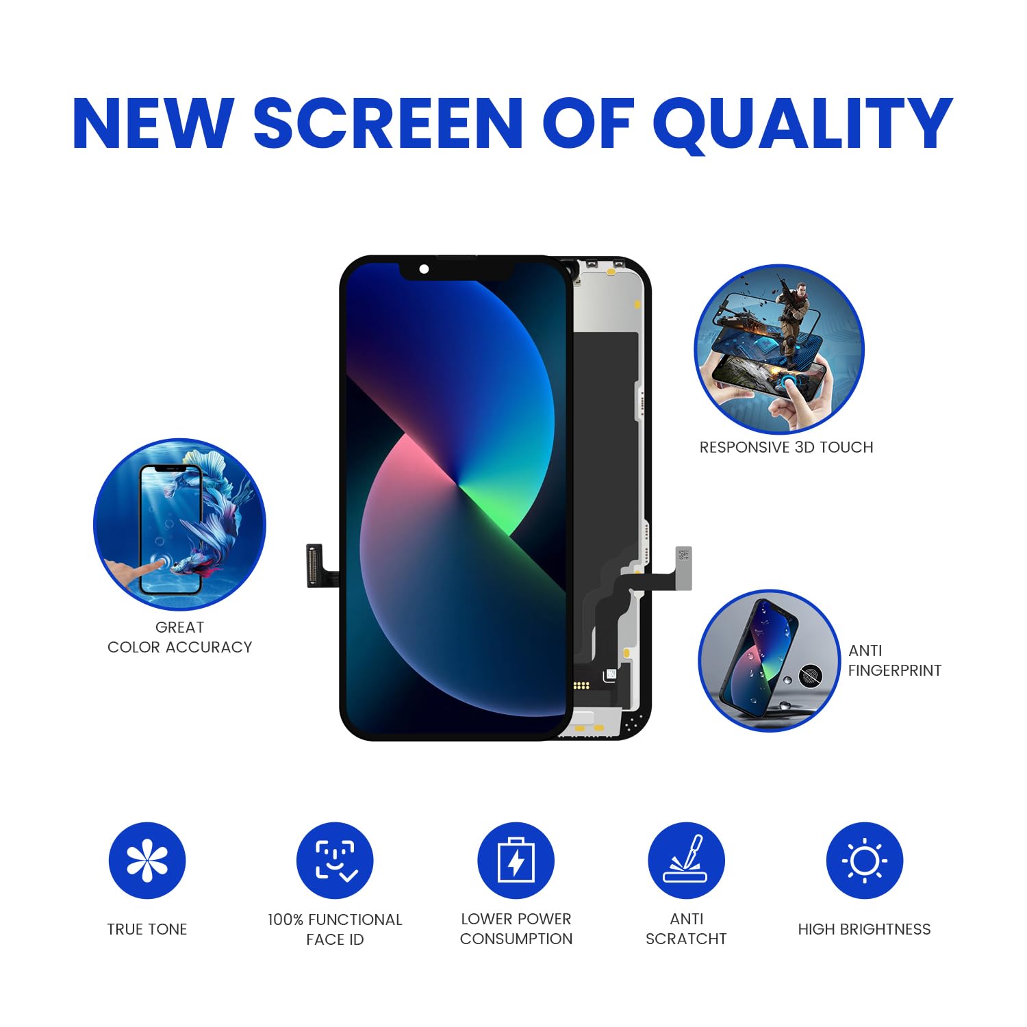 Genverdix pantalla junto a iPhone para apreciar tamaño 6.1" y ajuste exacto
