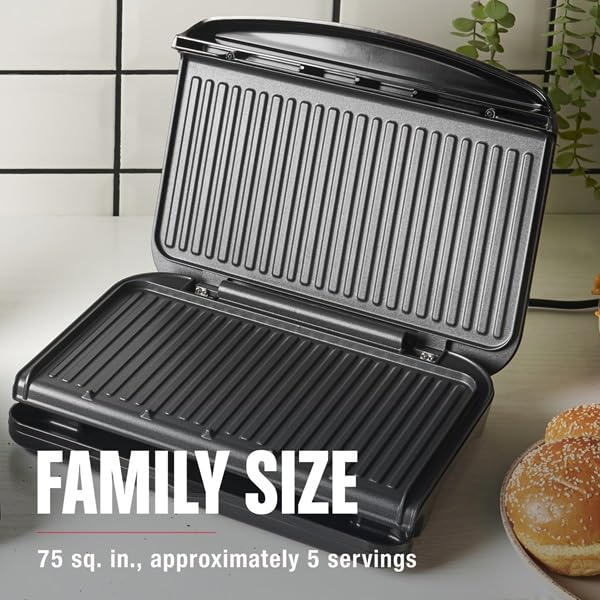 George Foreman ceramic plate close-up showing scratch-resistant nonstick benefit