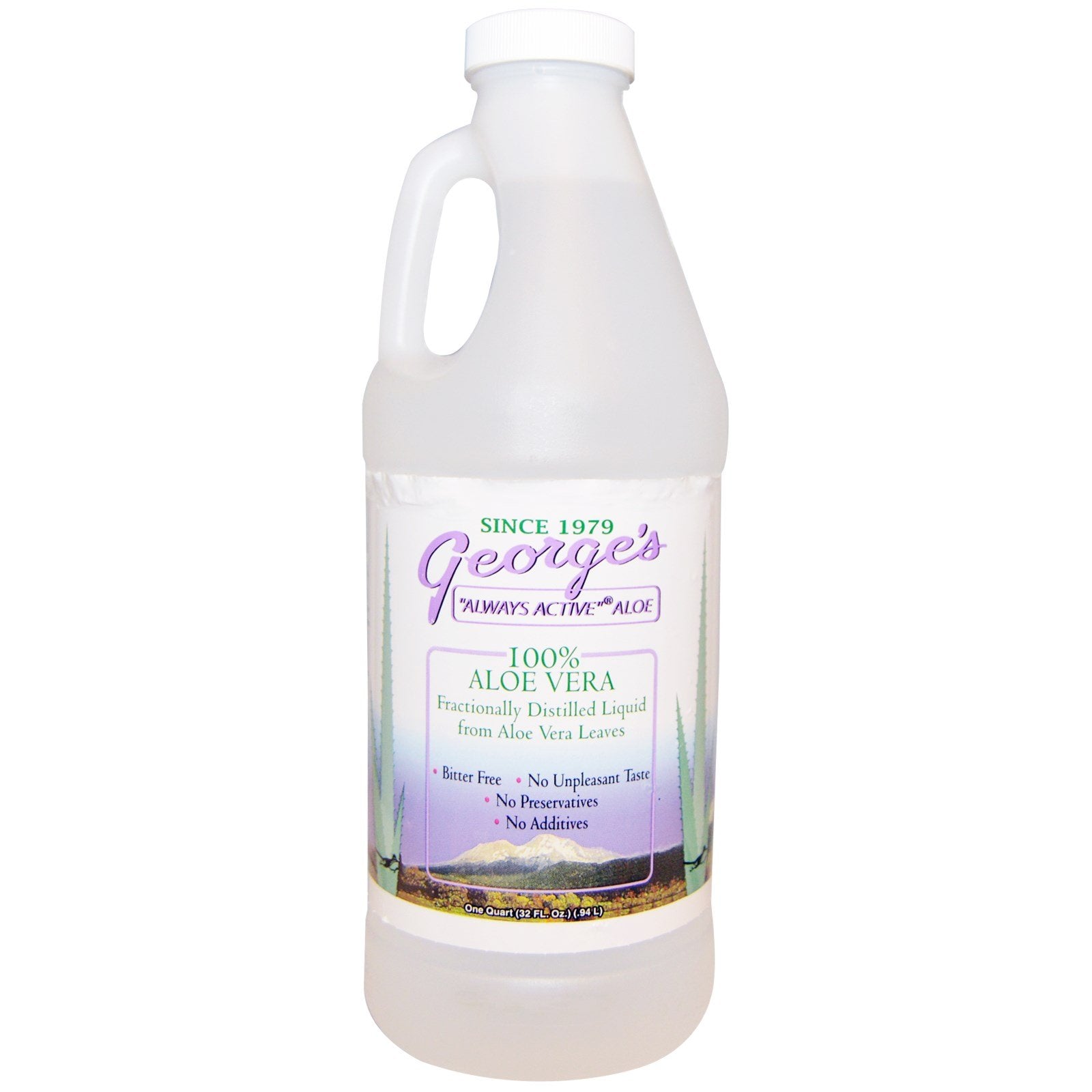 George's botella frontal 32 fl oz mostrando etiqueta y tamaño conveniente