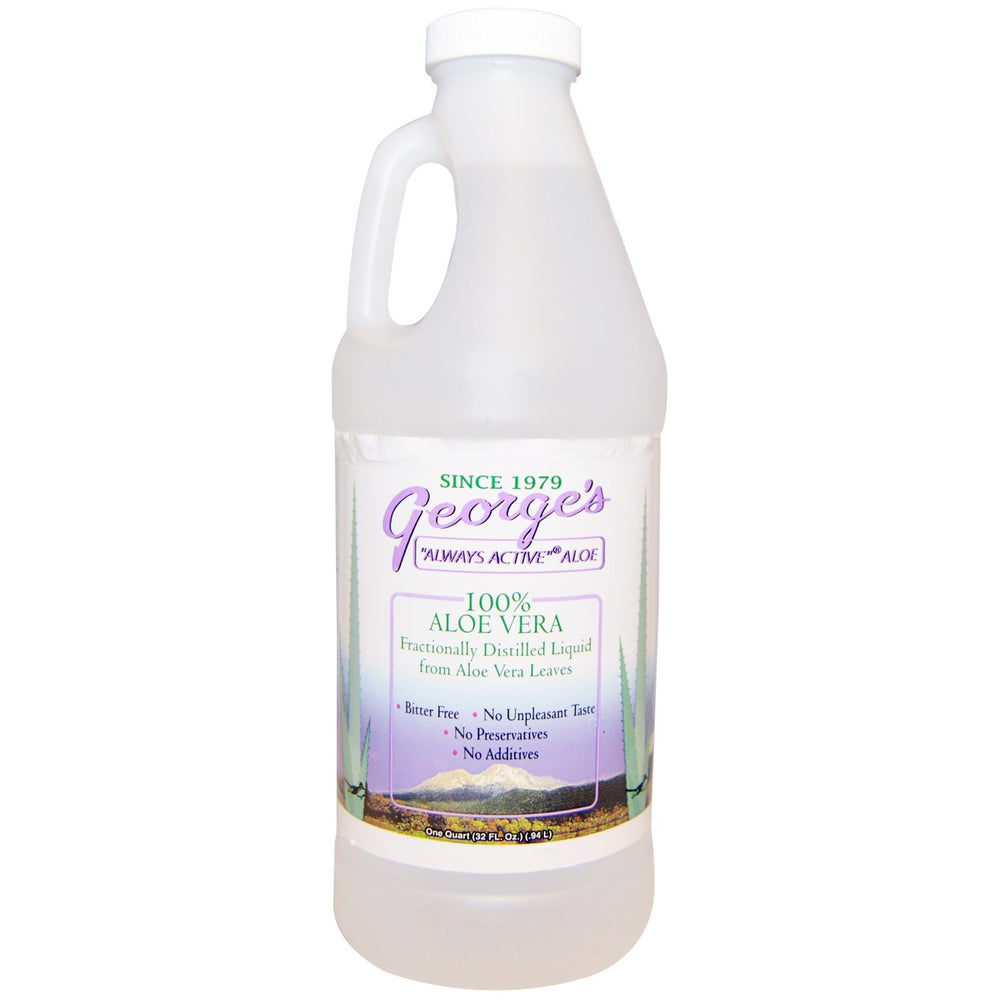 George's botella frontal 32 fl oz mostrando etiqueta y tamaño conveniente