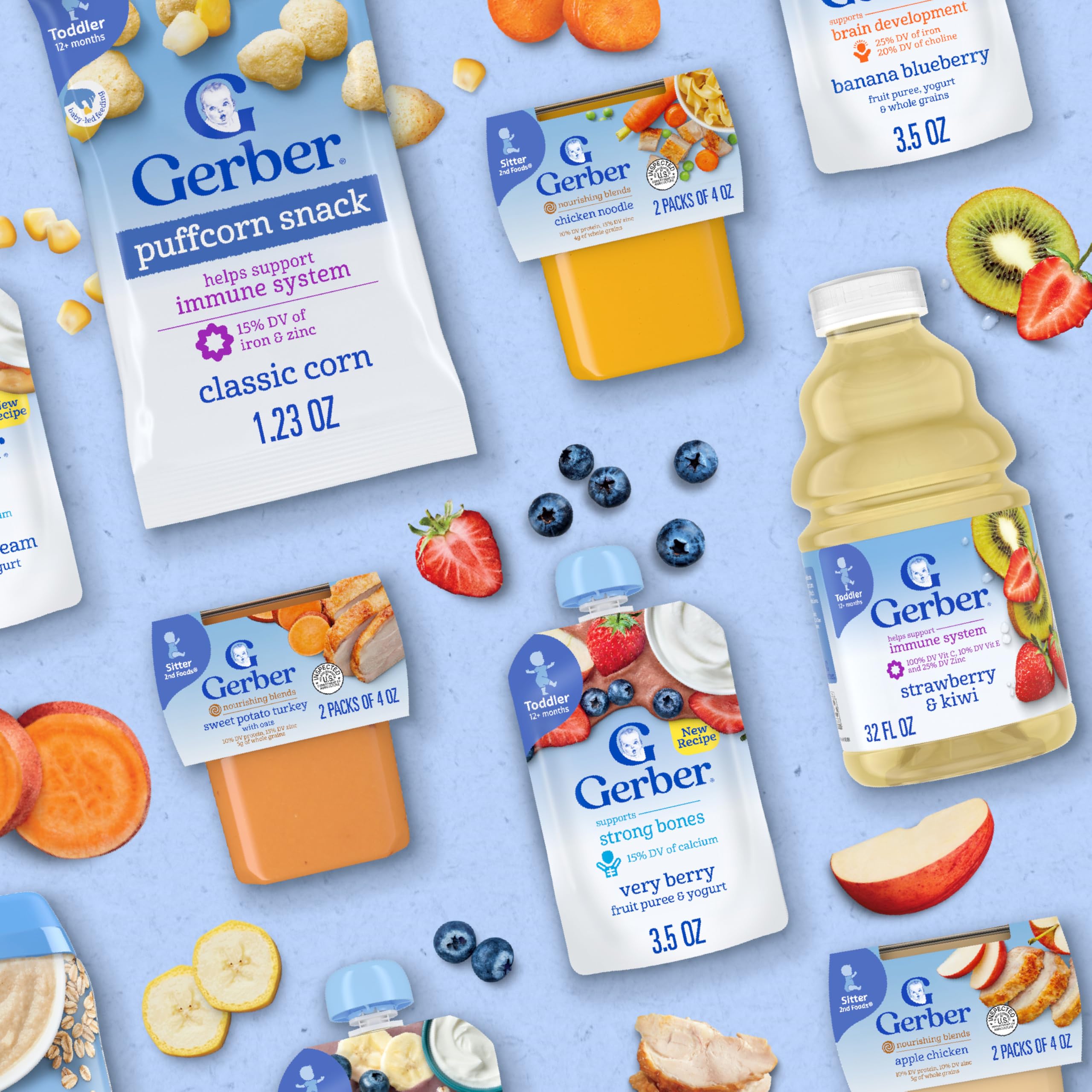 Gerber etiqueta nutricional primer plano para verificar ingredientes