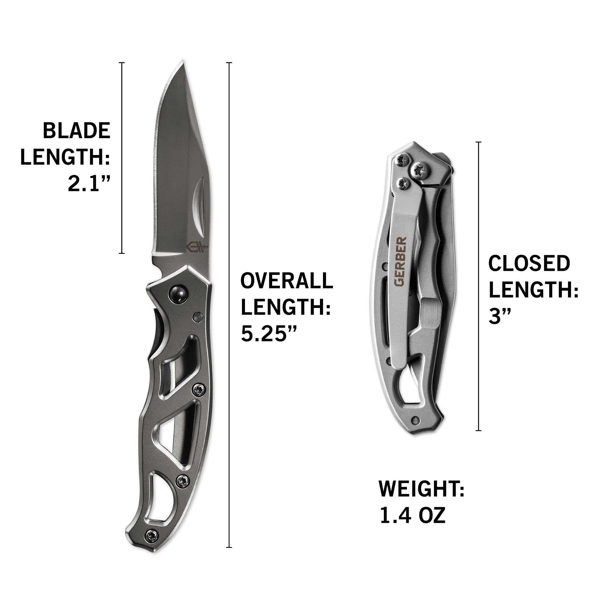 Gerber Paraframe Mini empaque y etiqueta, garantía limitada para confianza