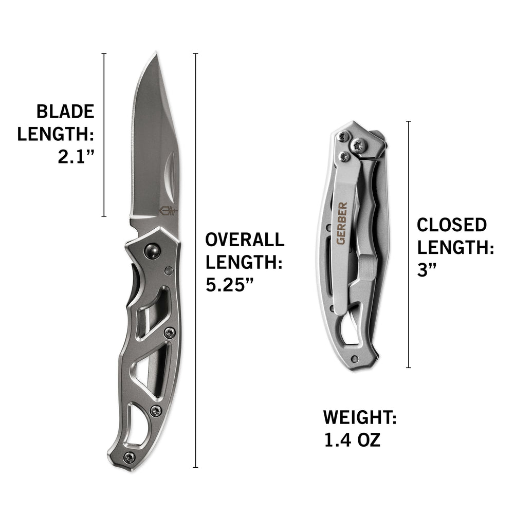 Gerber Paraframe Mini empaque y etiqueta, garantía limitada para confianza
