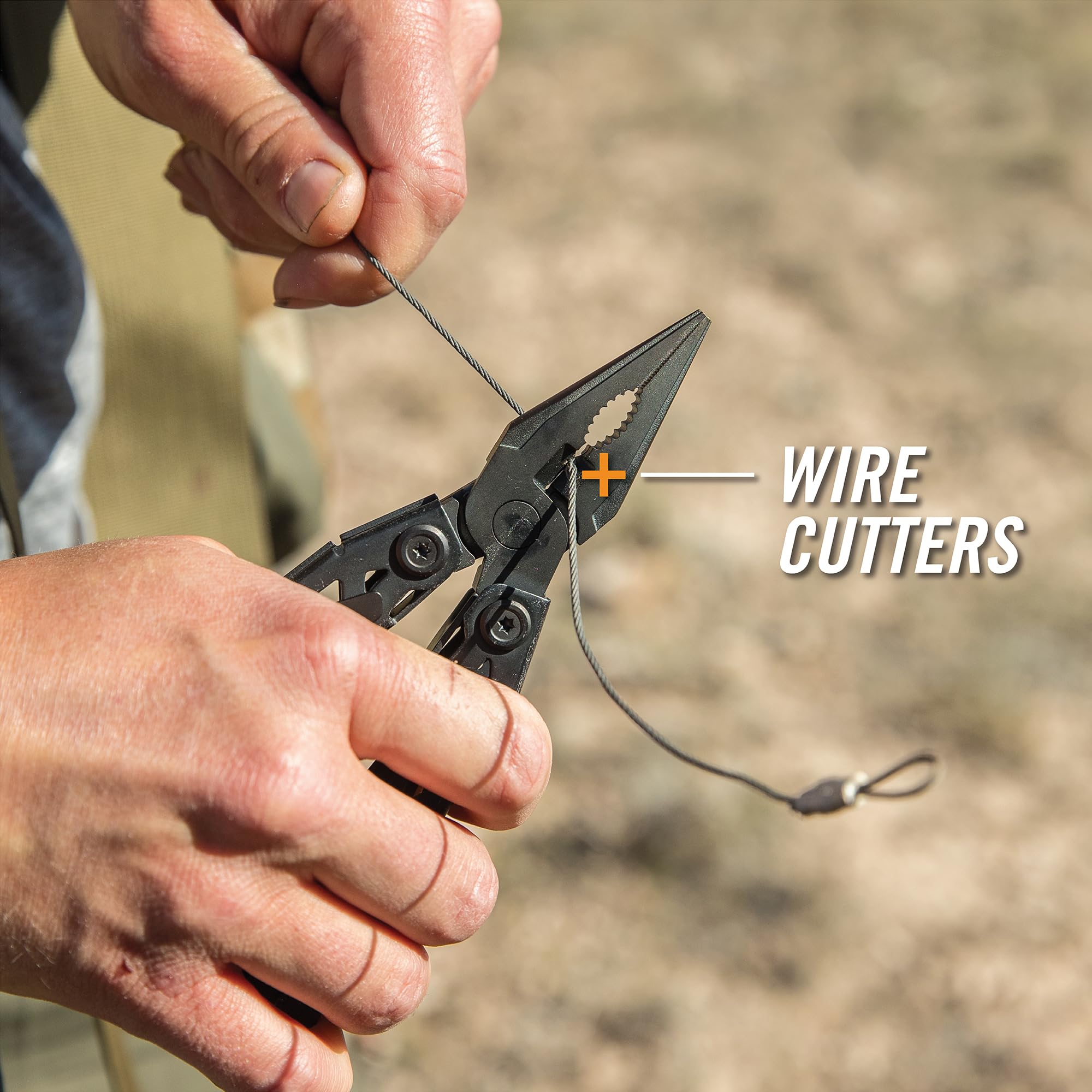 Gerber Suspension NXT detalle de la cuchilla parcialmente dentada, corte versátil y seguro
