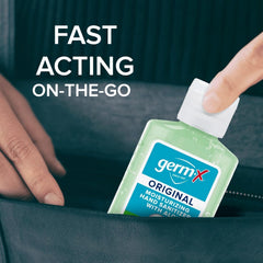 Germ-X botellas dentro de una mochila para higiene al salir de casa