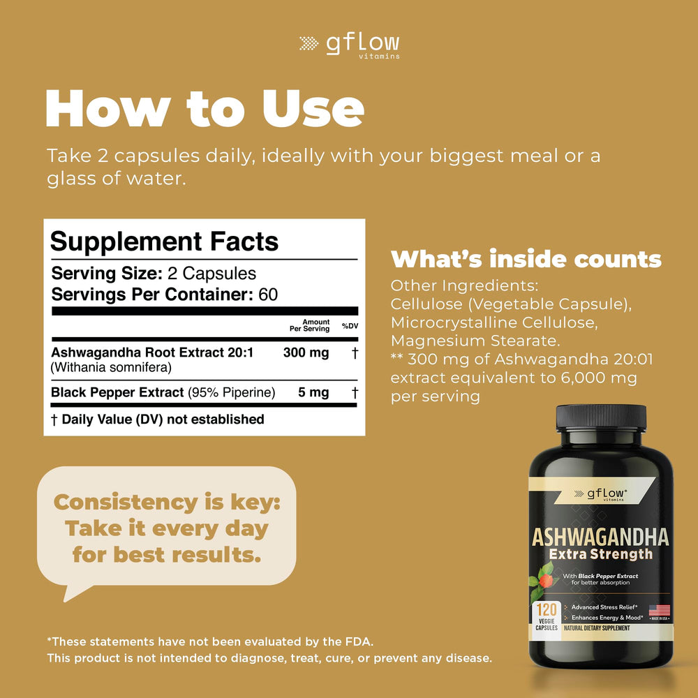 gflow vitamins cápsulas desplegadas mostrando cantidad por frasco