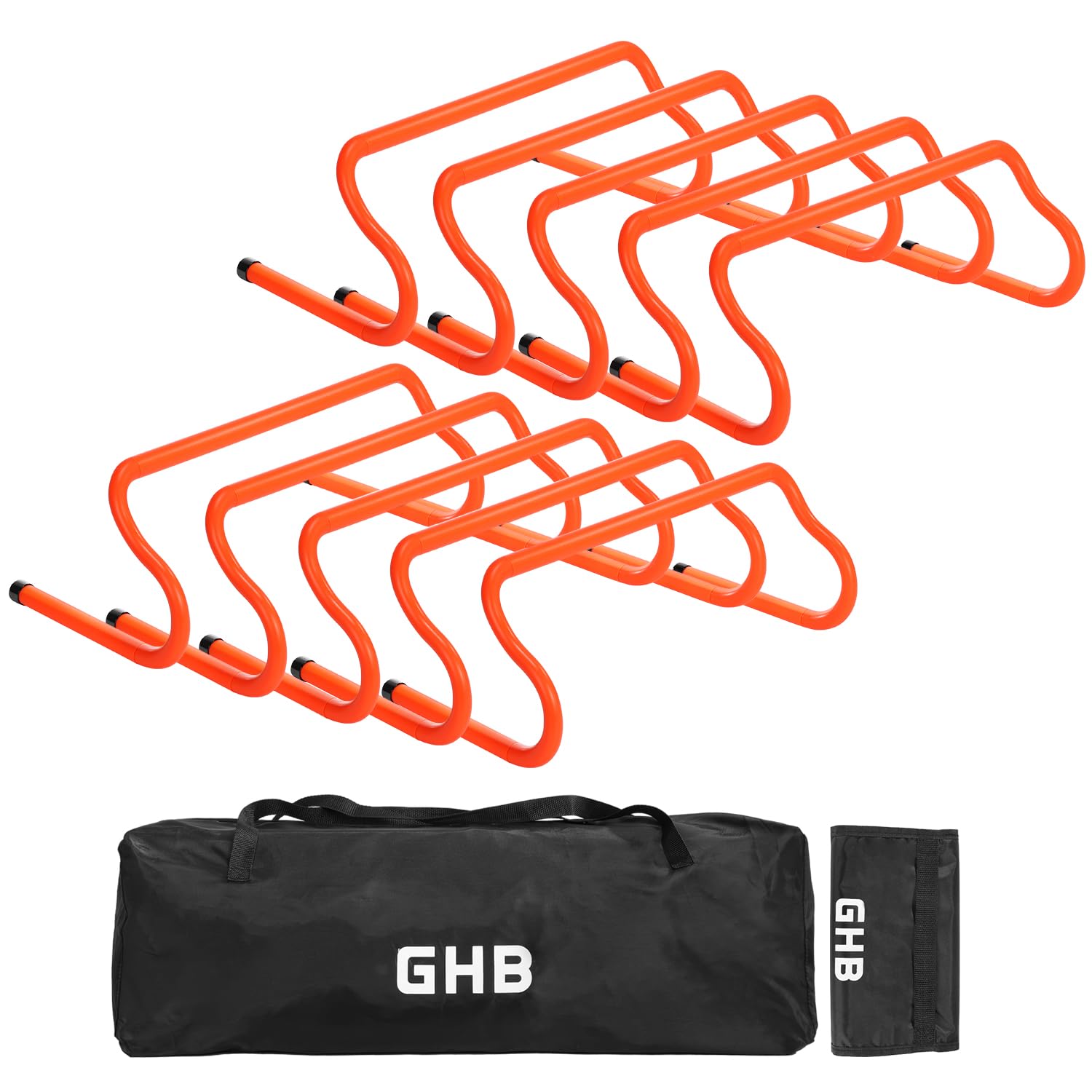 GHB vallas frontal paquete mostrando set de 10 y bolsa, ideal transporte