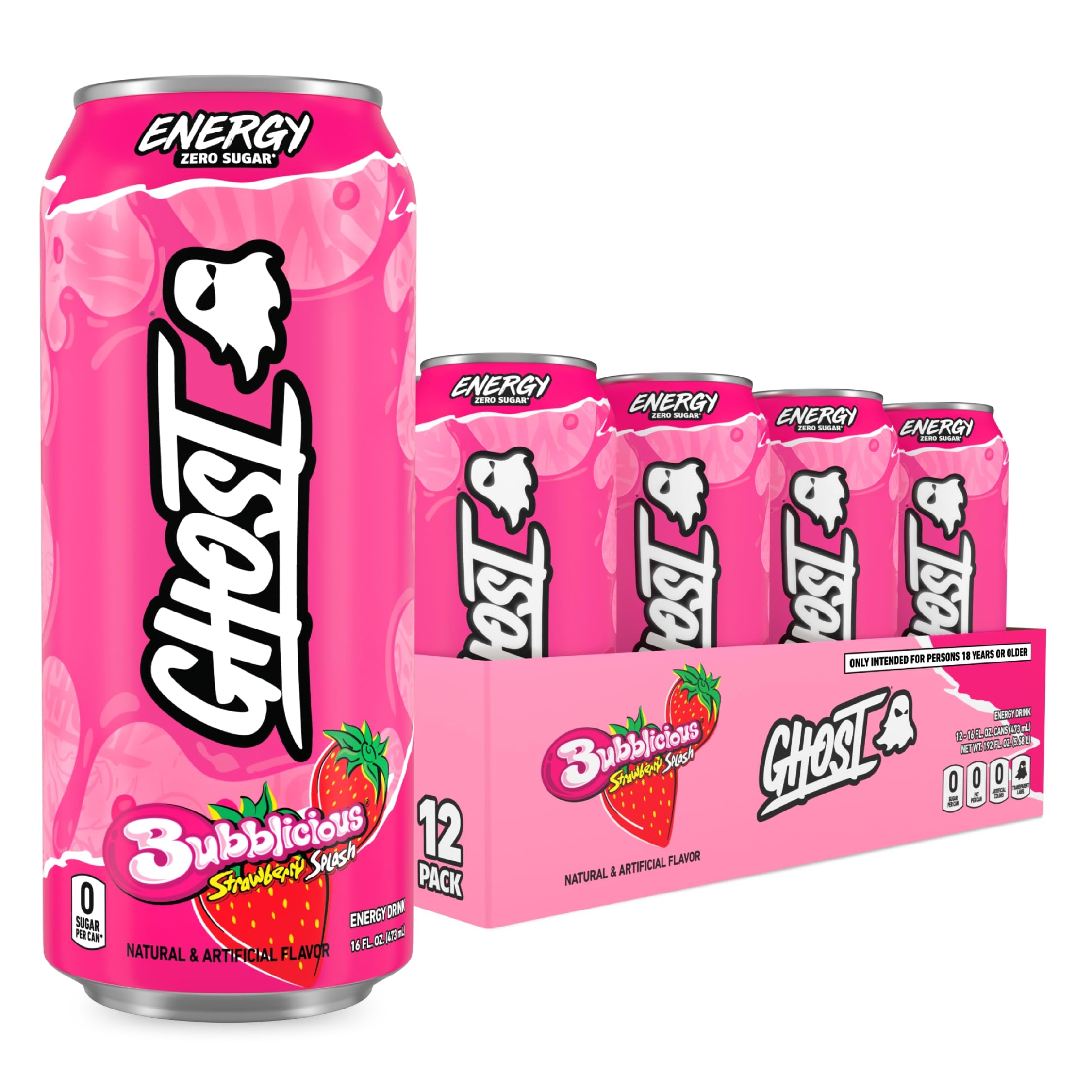 GHOST lata frente con diseño y beneficio sabor auténtico