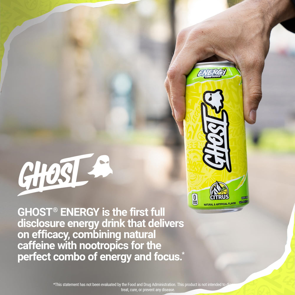 GHOST etiqueta transparente con lista de ingredientes para conocer dosis exactas