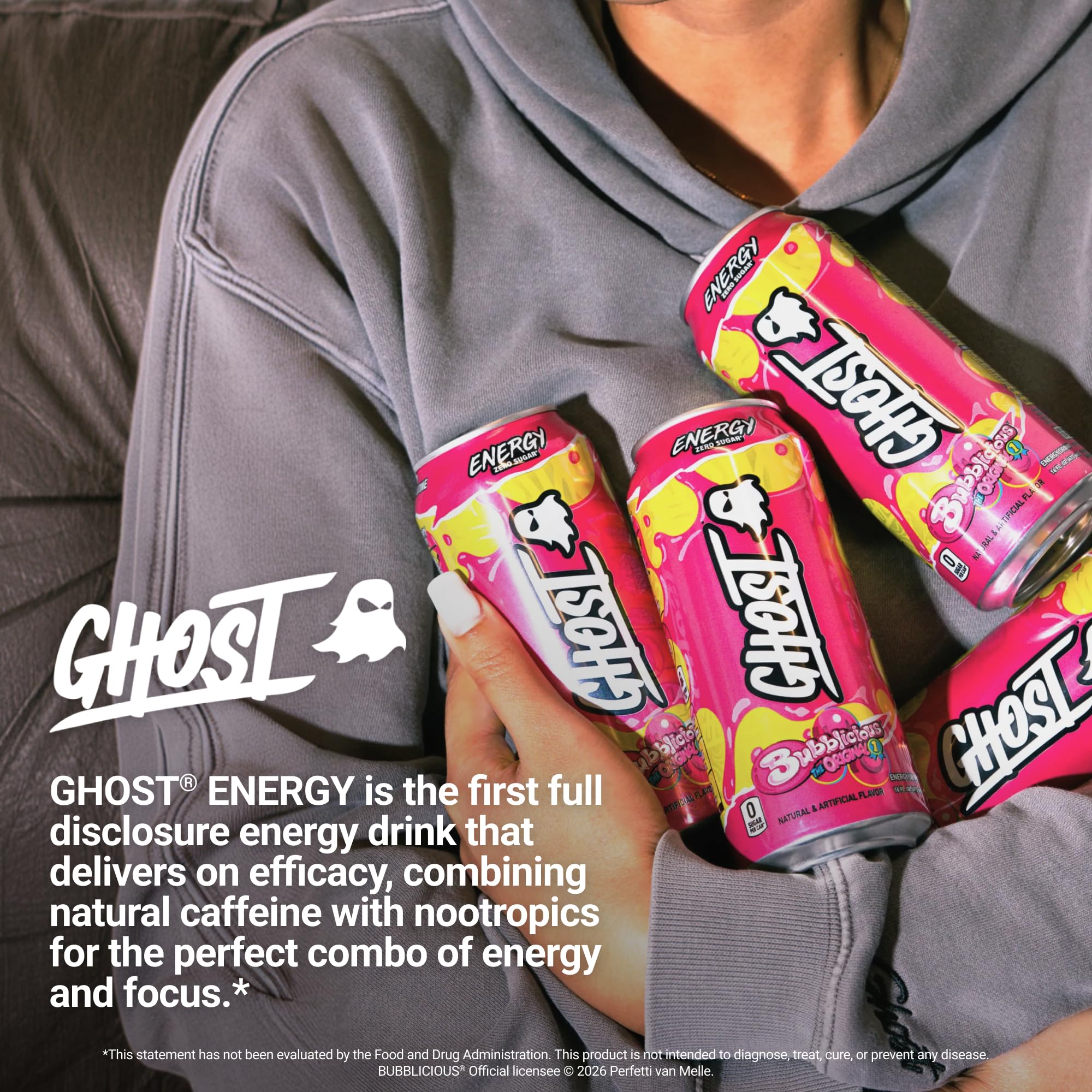 GHOST lata en gimnasio representando energía y enfoque durante el entrenamiento