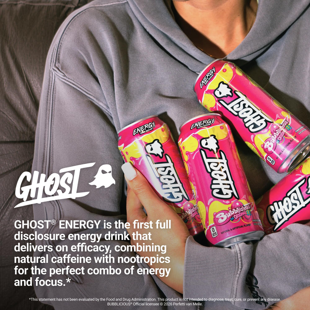 GHOST lata en gimnasio representando energía y enfoque durante el entrenamiento