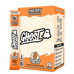 GHOST paquete frontal mostrando 24 sticks y beneficio de energía portátil