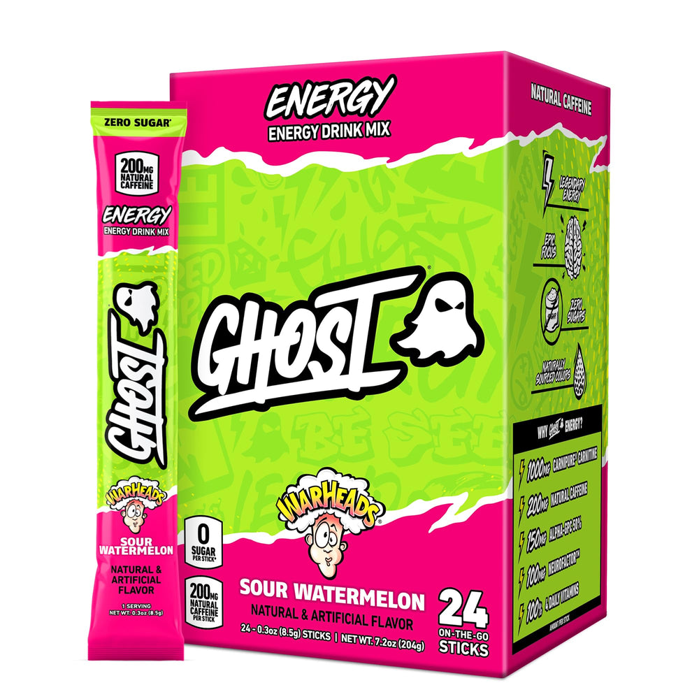 GHOST sobres 24 Warheads sour watermelon frente, visual claro del empaque