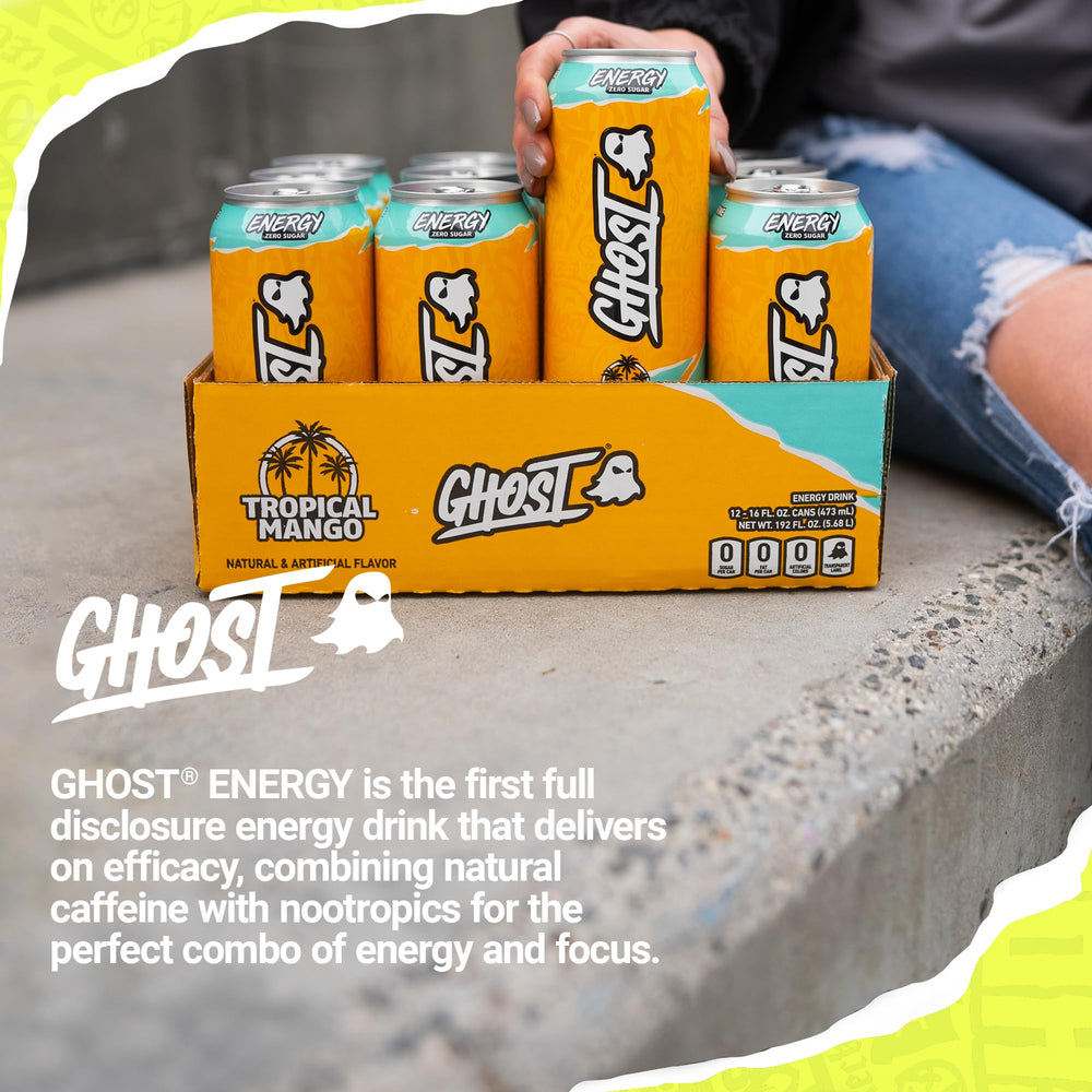 GHOST lata junto a teléfono para comparar tamaño, beneficio formato generoso