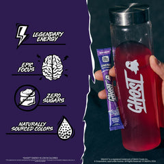 GHOST comparación de tamaño del sobre Welch's Grape en la mano para escala