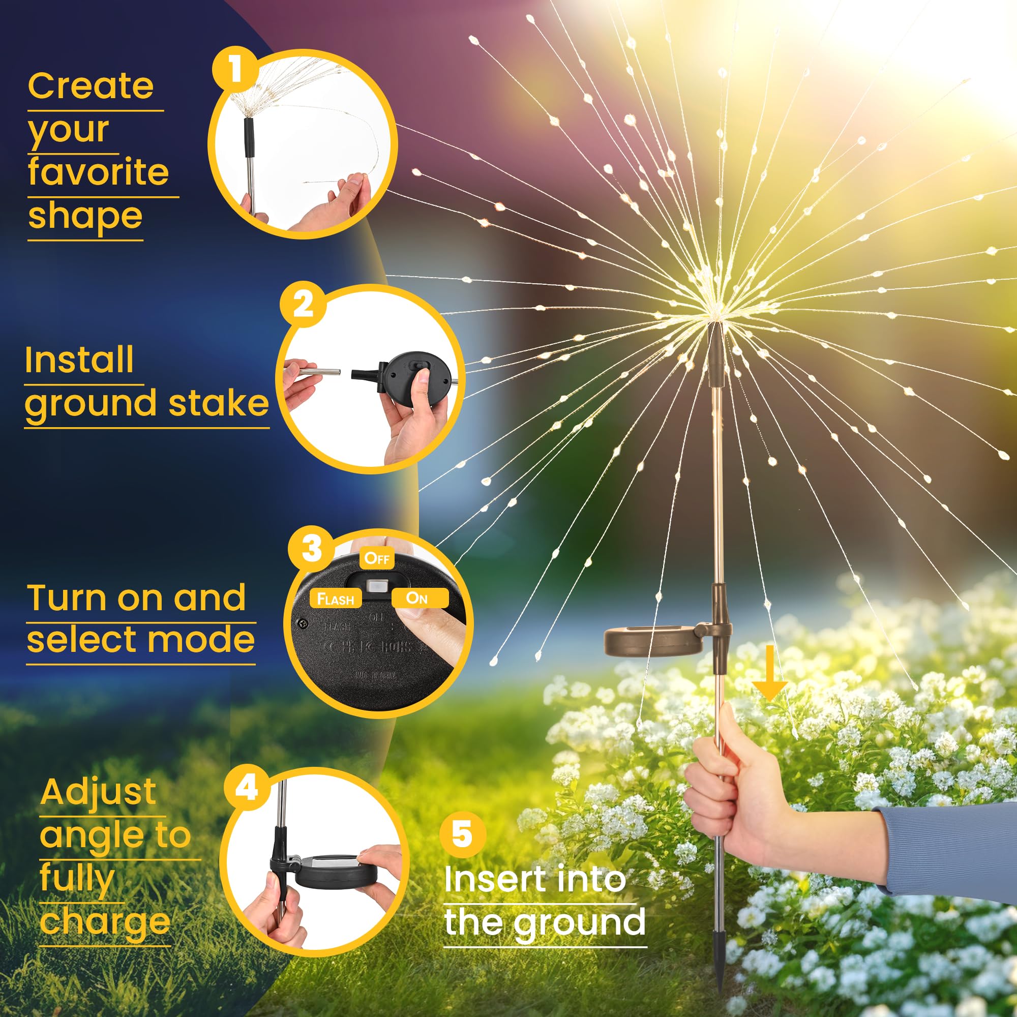 GIGALUMI luces instaladas en jardín, ambiente cálido y acogedor