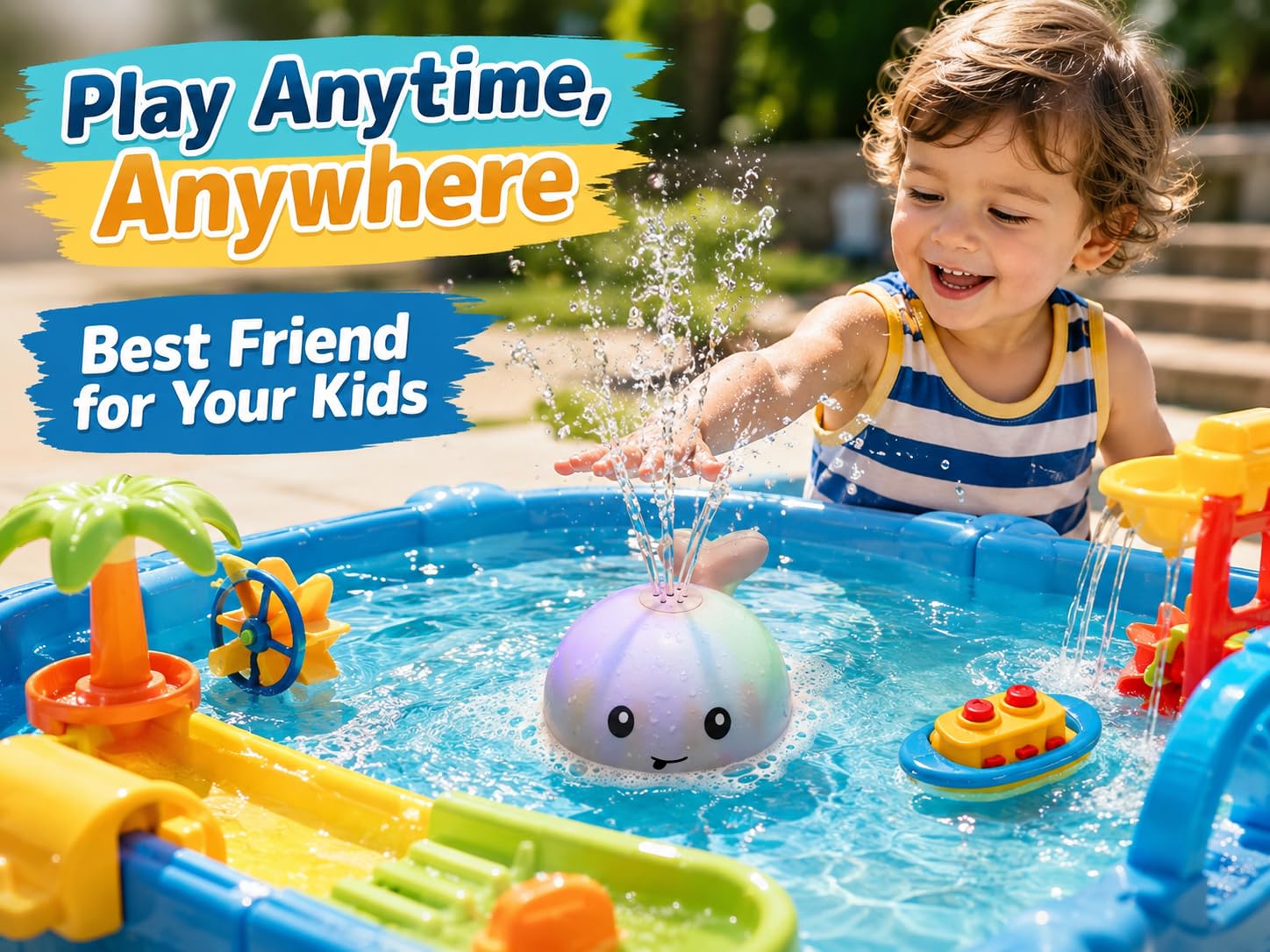 Gigilli ballena en piscina infantil promoviendo juego sensorial acuático