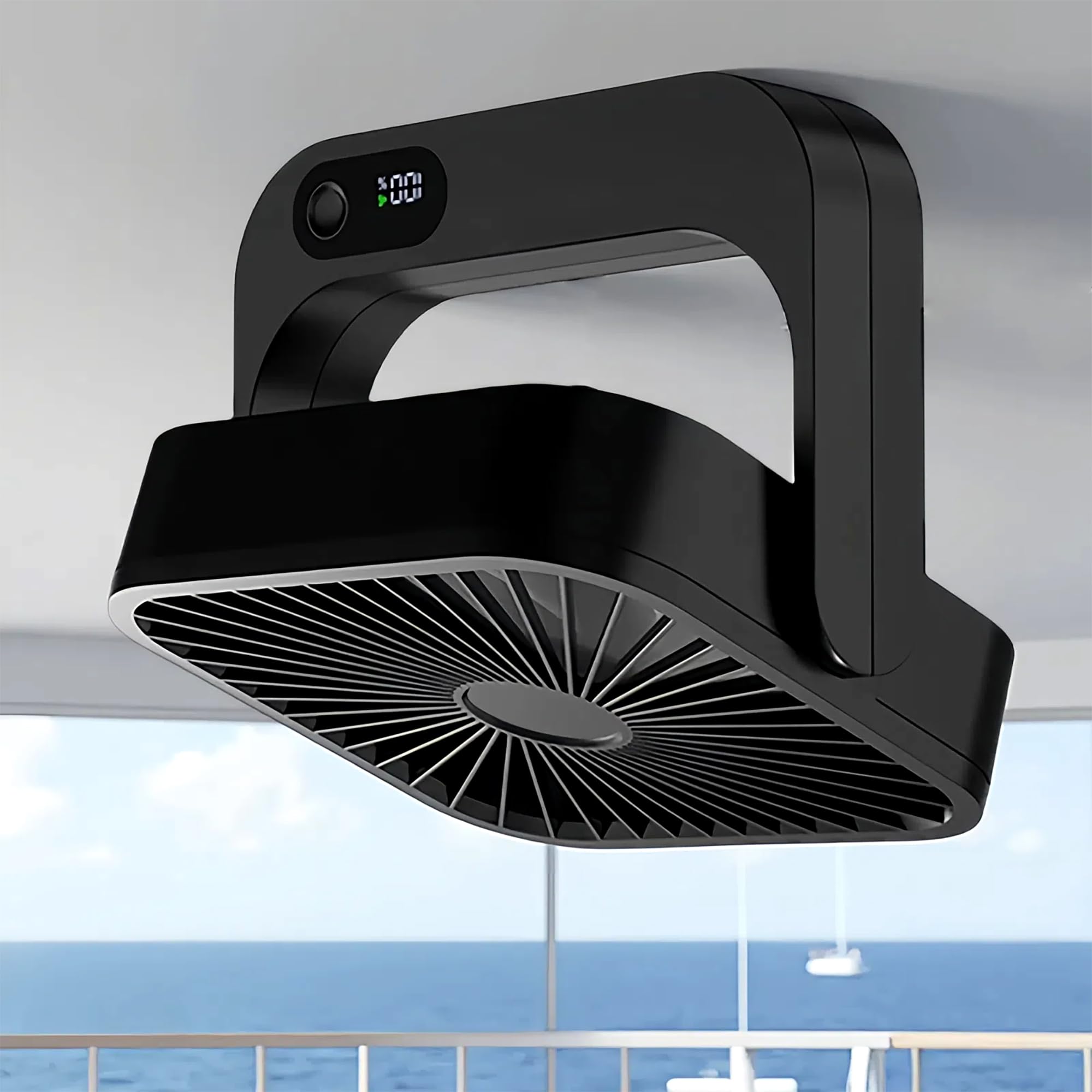 GIIKNEW ventilador frontal mostrando diseño compacto y ahorro de espacio