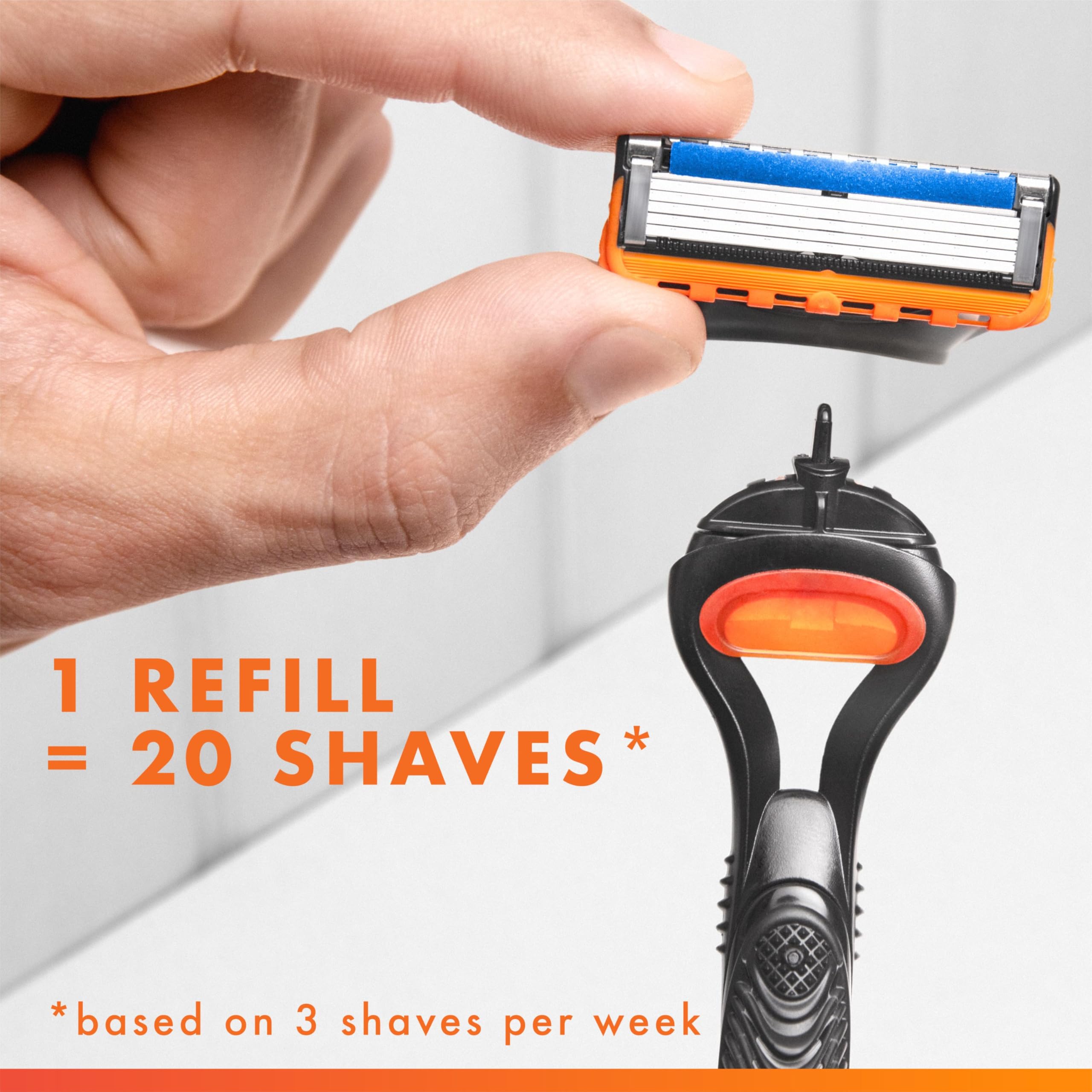 Gillette comparación de tamaño de cartucho para visualización clara