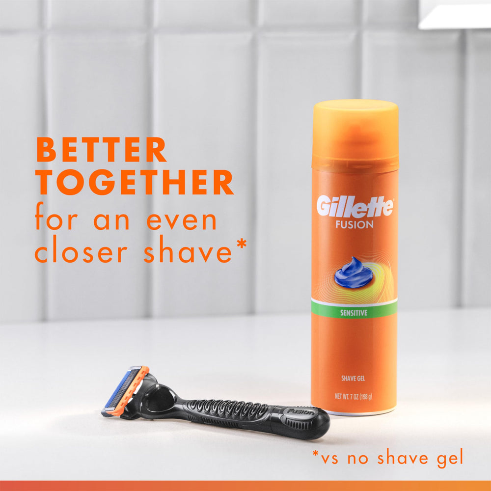 Envase Gillette Fusion5 en mano mostrando tamaño práctico y duración