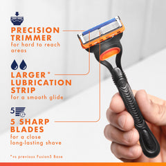 Gillette Fusion5 detalle del mango ergonómico Gillette con control y agarre seguro