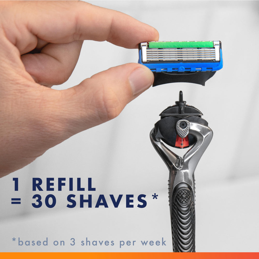 Gillette Fusion5 ProGlide estuche de viaje abierto protegiendo hoja y mango en traslado