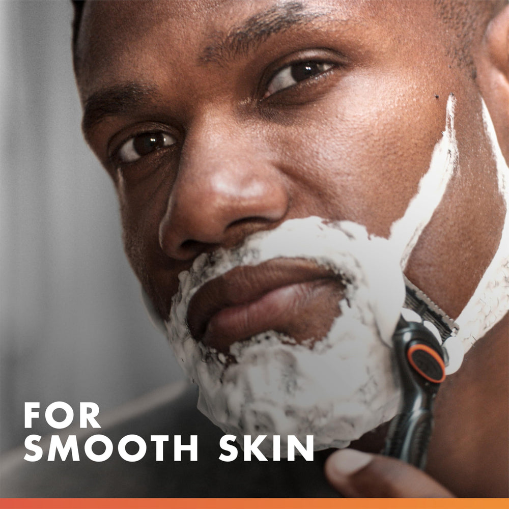 Textura de espuma Gillette Fusion5 Ultra Sensitive mostrando protección