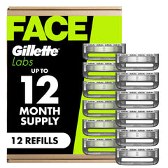 Gillette Labs vista frontal del cartucho mostrando cinco cuchillas y compatibilidad