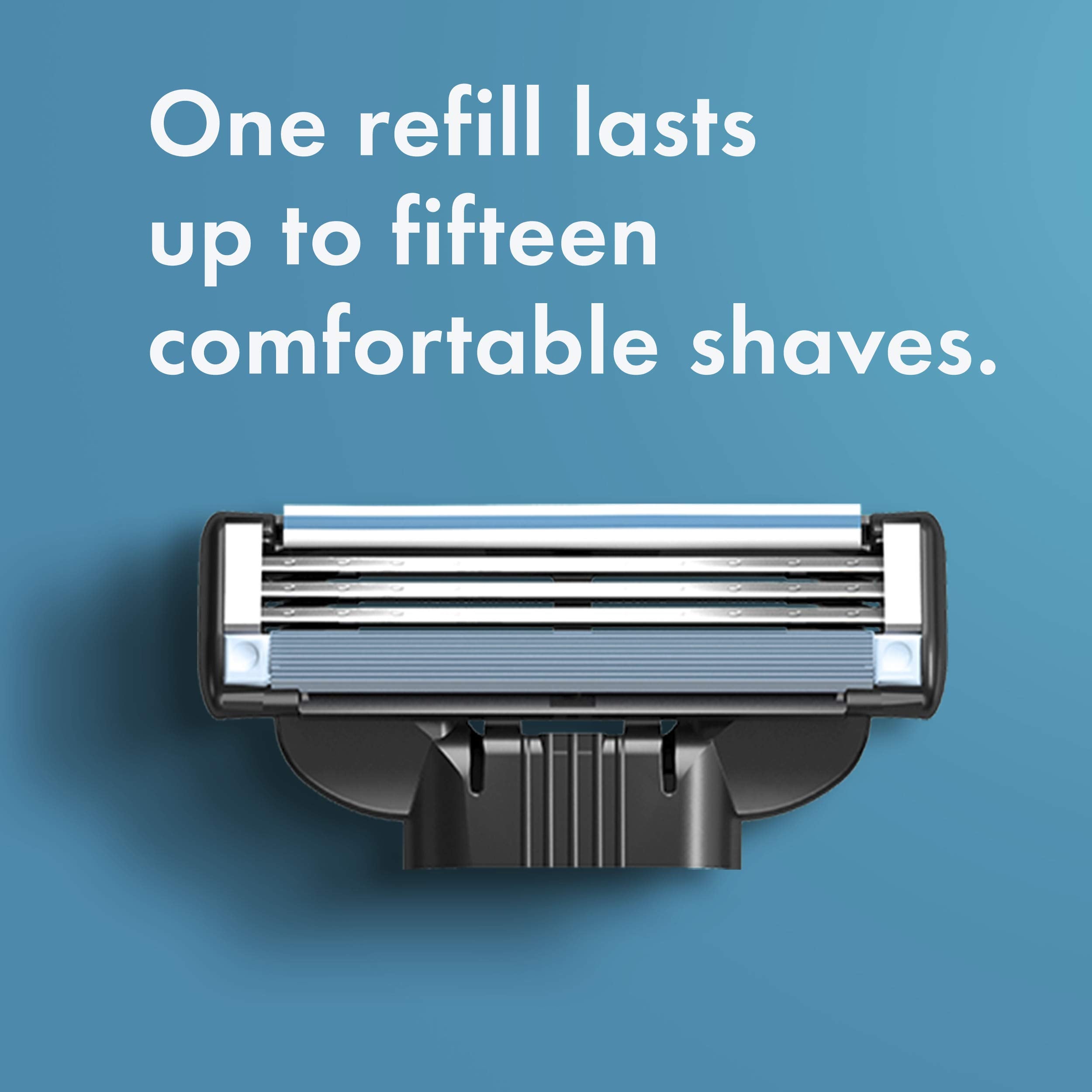 Gillette Mach3 recambios junto a una regla para mostrar tamaño y escala