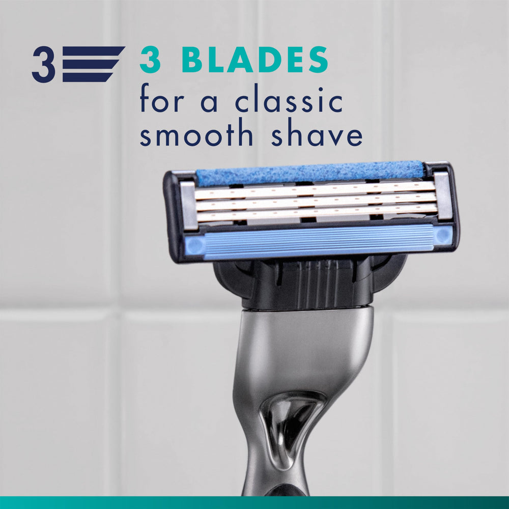 Gillette Mach3 uso en rostro demostrando afeitado cómodo y preciso