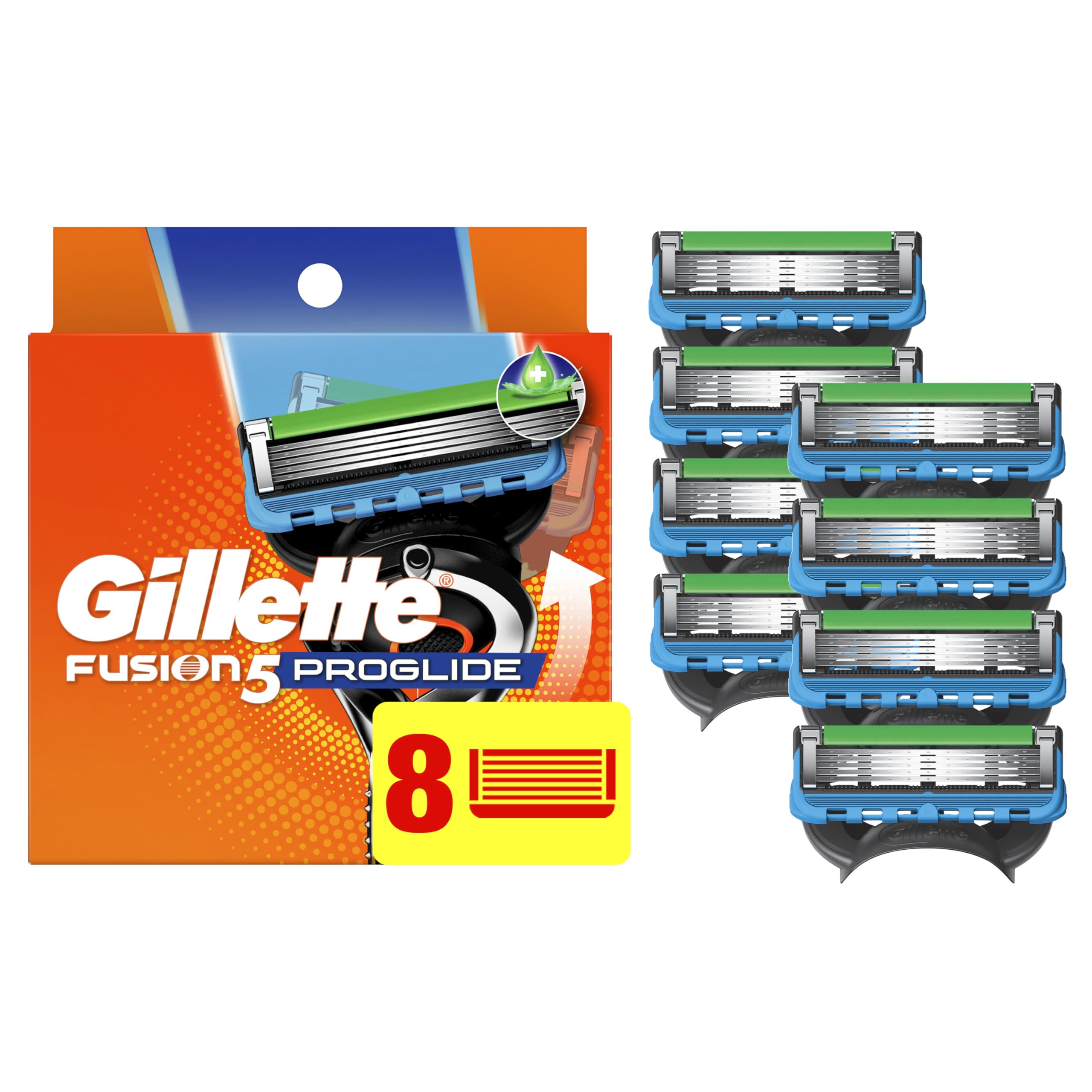 Gillette ProGlide paquete frontal mostrando 8 recambios y presentación clara