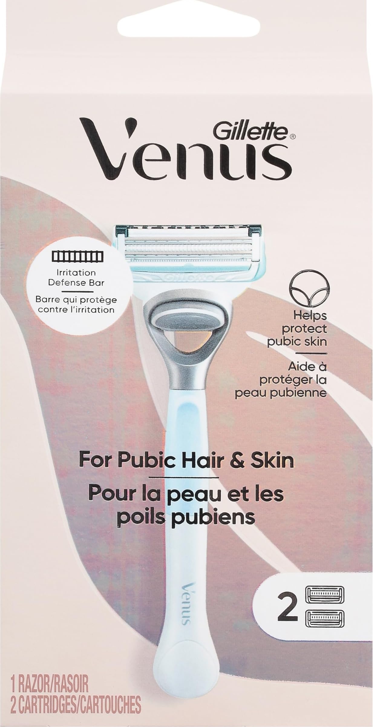 Gillette Venus vista frontal del recortador rosa, control y comodidad
