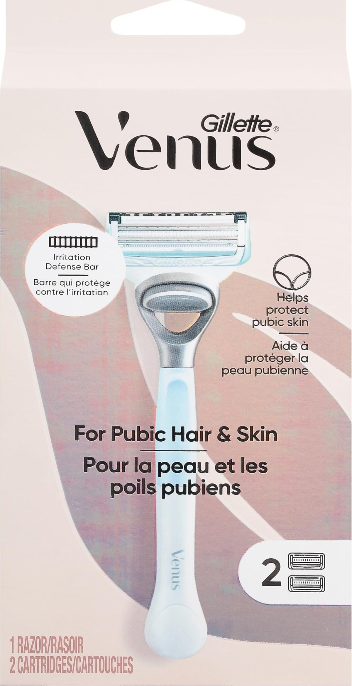 Gillette Venus vista frontal del recortador rosa, control y comodidad