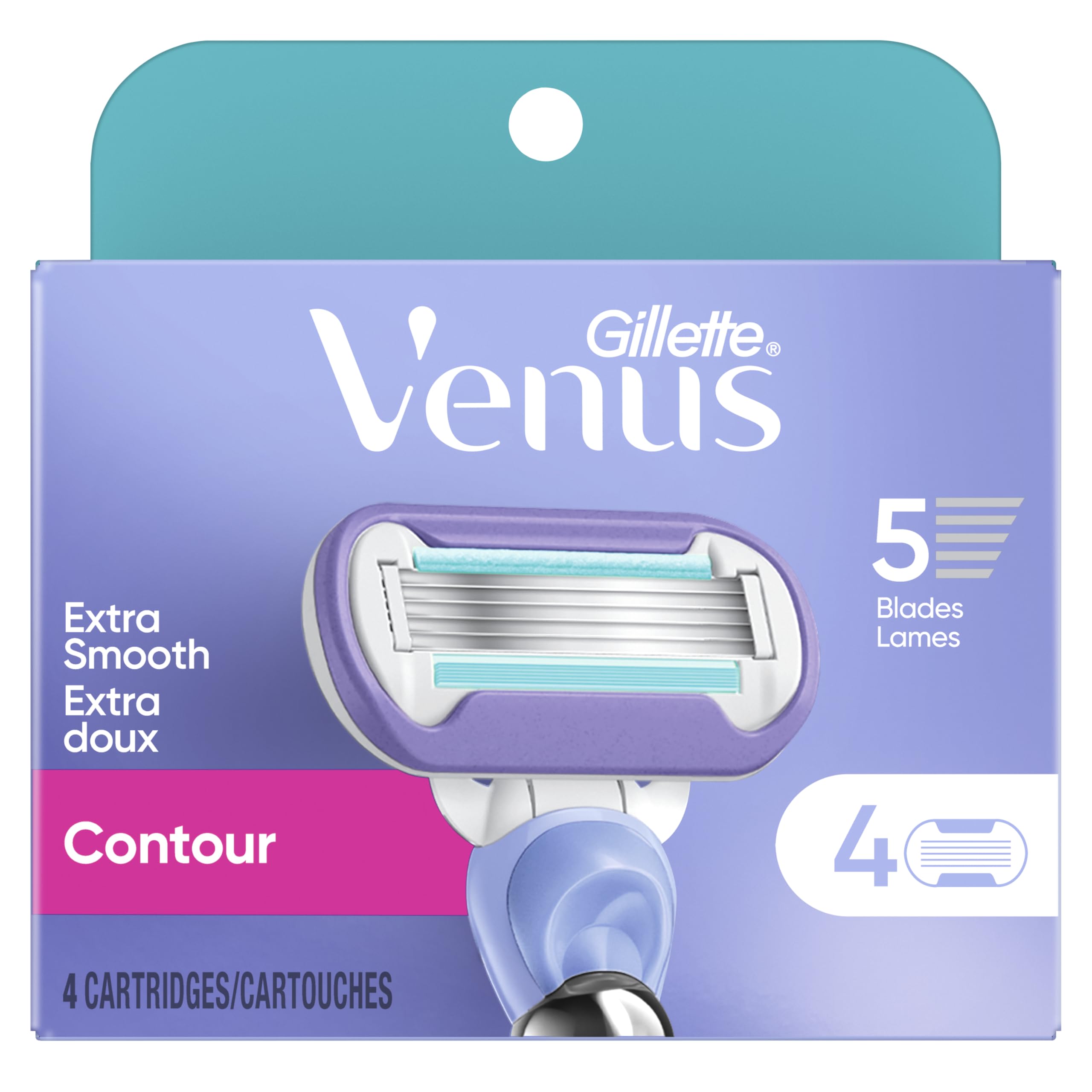 Gillette Venus comparación de tamaño junto a un mango para referencia práctica