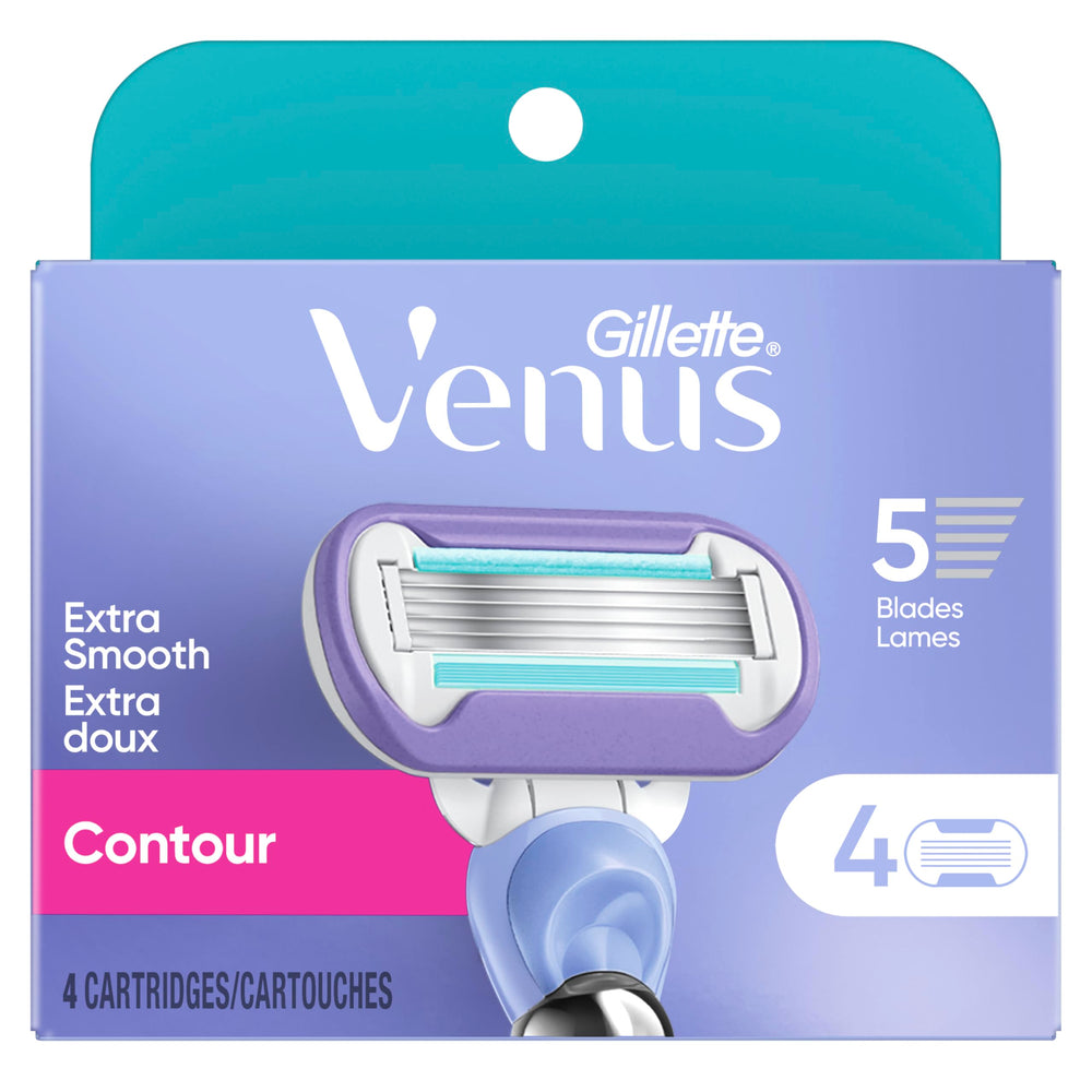 Gillette Venus comparación de tamaño junto a un mango para referencia práctica