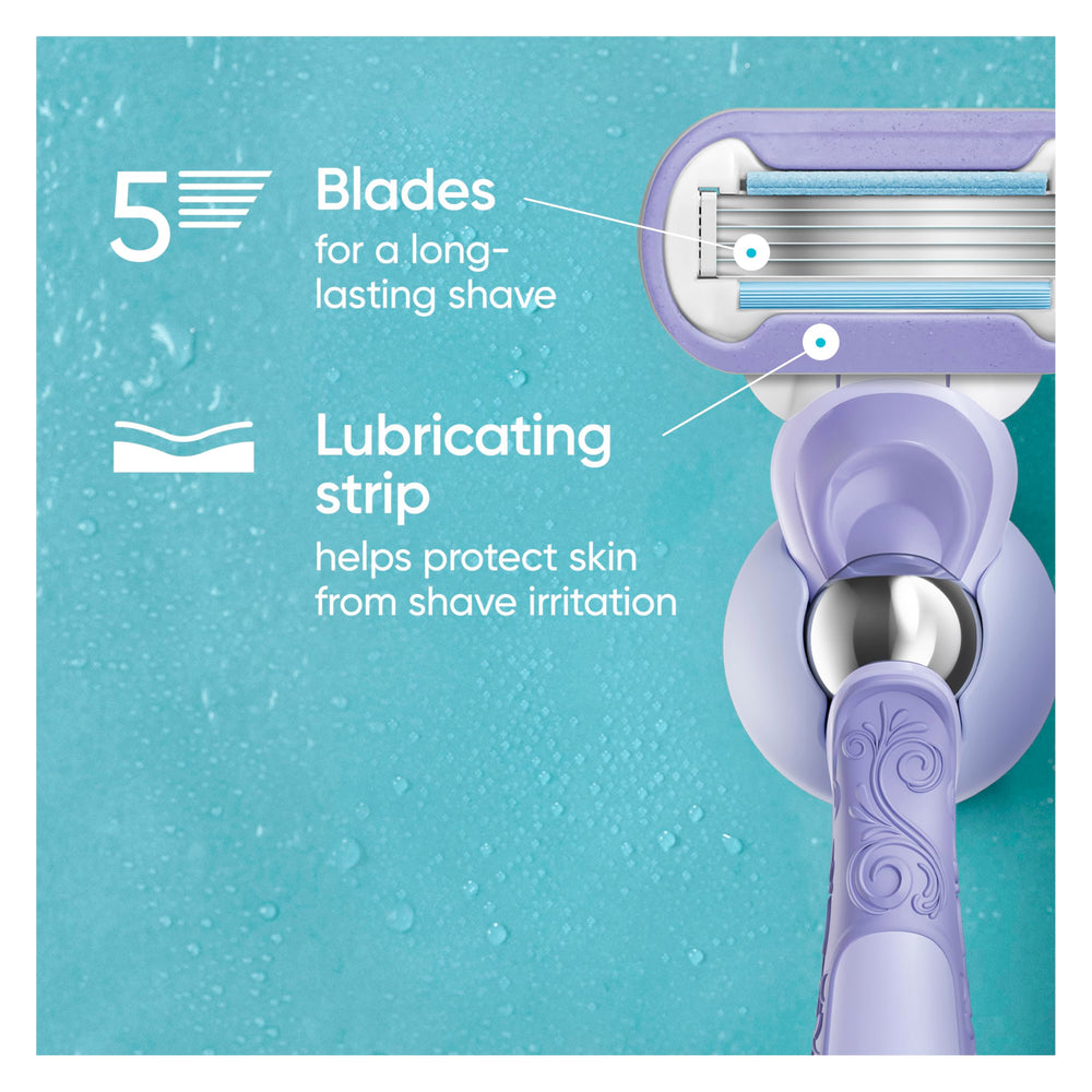 Gillette Venus detalle de las cinco cuchillas ofreciendo afeitado apurado