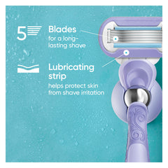 Gillette Venus detalle de las cinco cuchillas ofreciendo afeitado apurado